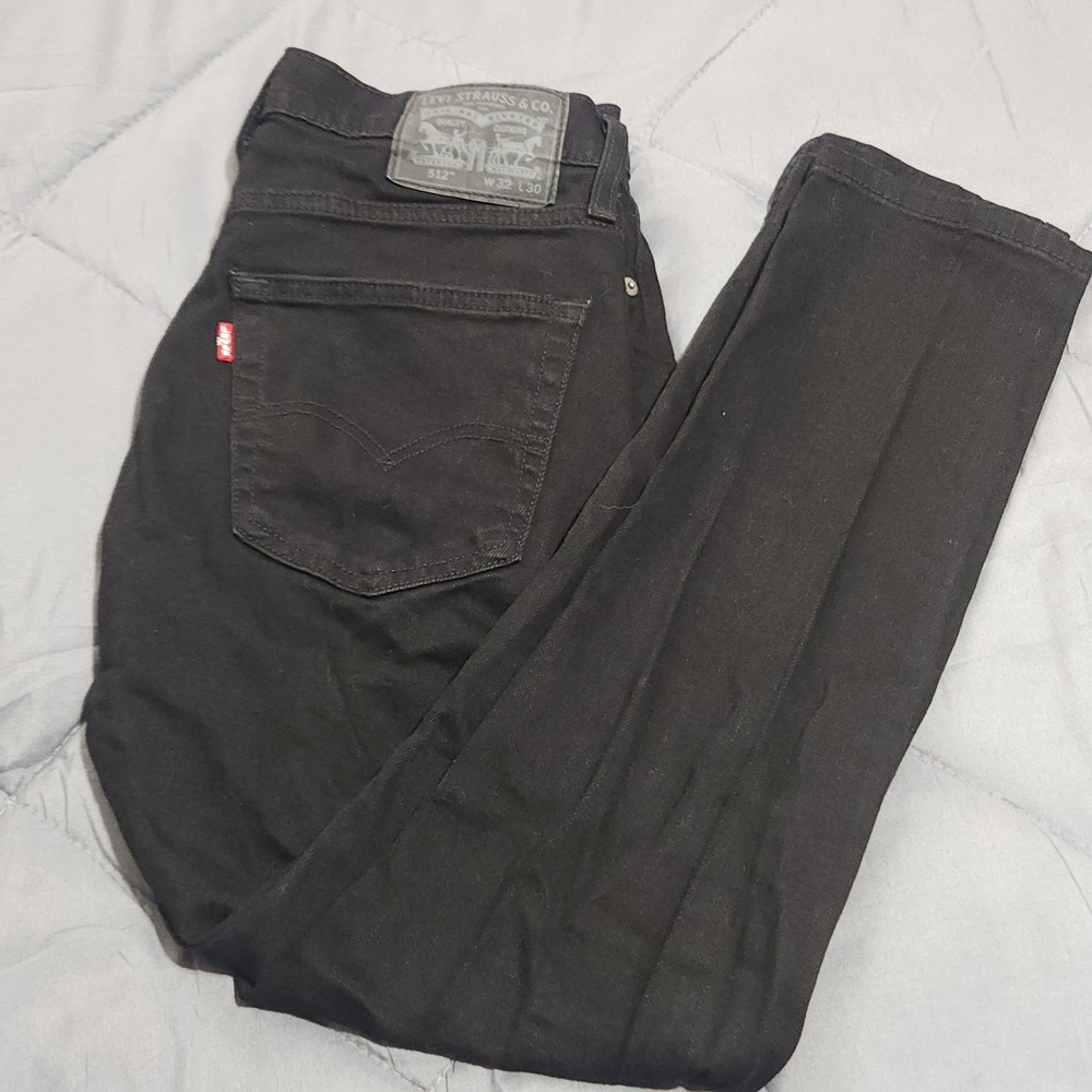 Levi's 512 Jeans Men's 32x28 Slim Taper Black Stretch Casual Denim Pants